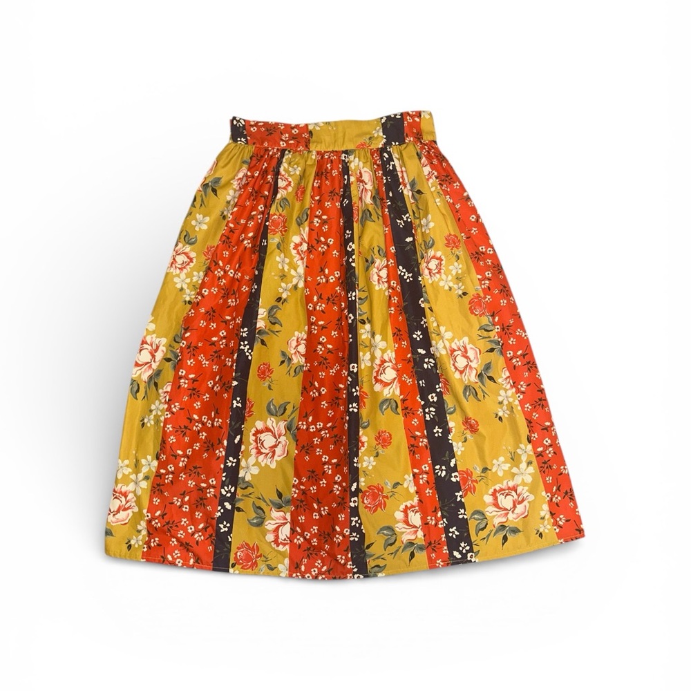 Truly 4 You Patchwork Floral Skirt Size Small Elastic Waist Bohemian - Picture 2 of 6